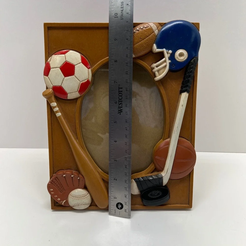 Sports 3D Picture Frame Kids Room Decor Wood Look‎ Fits a 5x7 photo Vintage